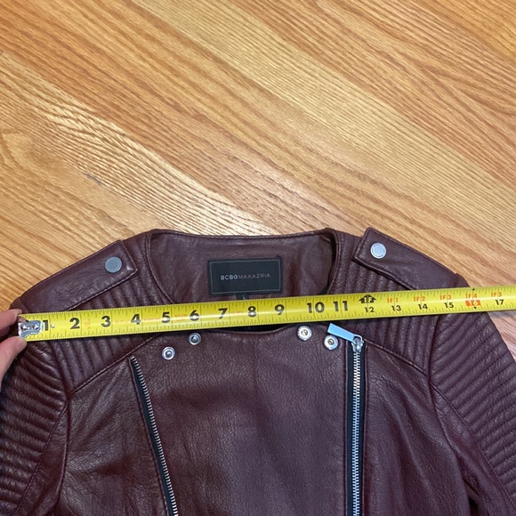New Bcbg Maxazria burgundy moto biker leather jacket Blake - Picture 16 of 16